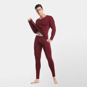 

2pcs Mens pajamas men sleepwear Cotton Pajama Winter Winter O-Neck Thermal Suit Keep Warm Sleepwear Tops+Pants Underwear Set #SH