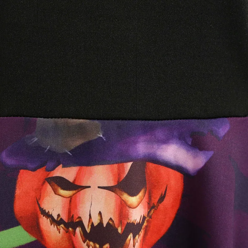 Костюм на Хэллоуин, женское ретро платье с коротким рукавом, винтажное ТРАПЕЦИЕВИДНОЕ ПЛАТЬЕ С Тыквой, нарядный костюм, Прямая