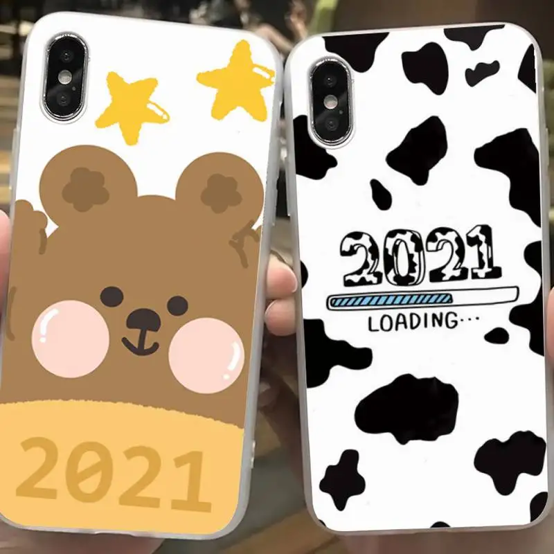 

Happy New Year 2021 Phone Fundas Coque for IPhone 7 8 Plus 11 12 Pro Max Case XR XS Cover Accessories Transparent Shell