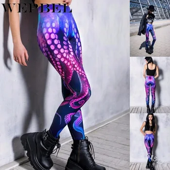 

WEPBEL Women's Octopus Sports Print Pants Casual High Waist Tight Yoga Pants