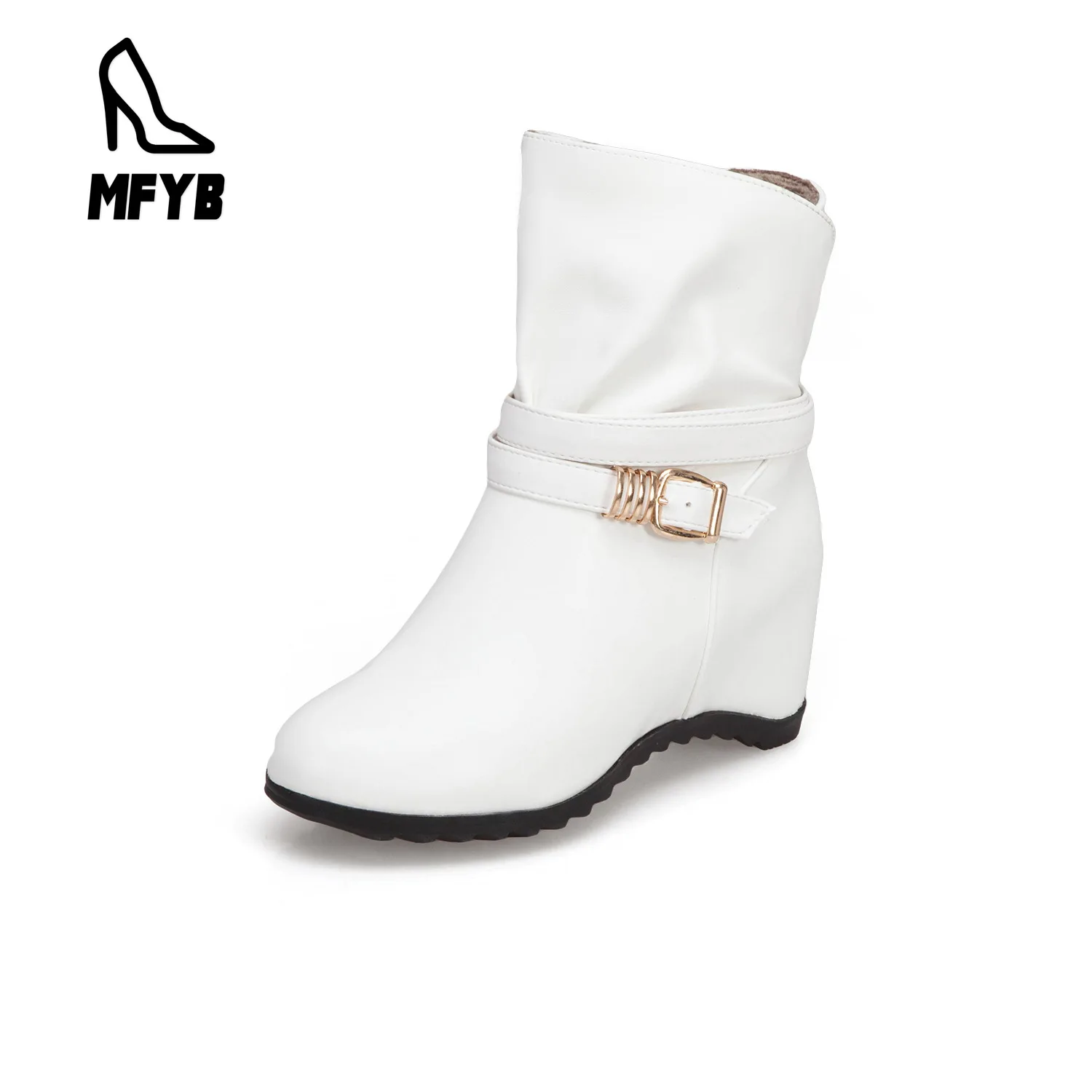 

MFYB Women's boots 2019 winter new fashion wedge with high heel women's shoes large size 35-43 low tube women's boots tide