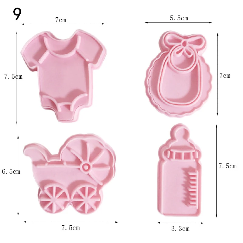 9 Styles 4PcsLot Cookie Cutter Biscuit Sugar Mold Baking Sugar Chocolate Fondant Party Mould For Cupcake Cake Decorating Tools24