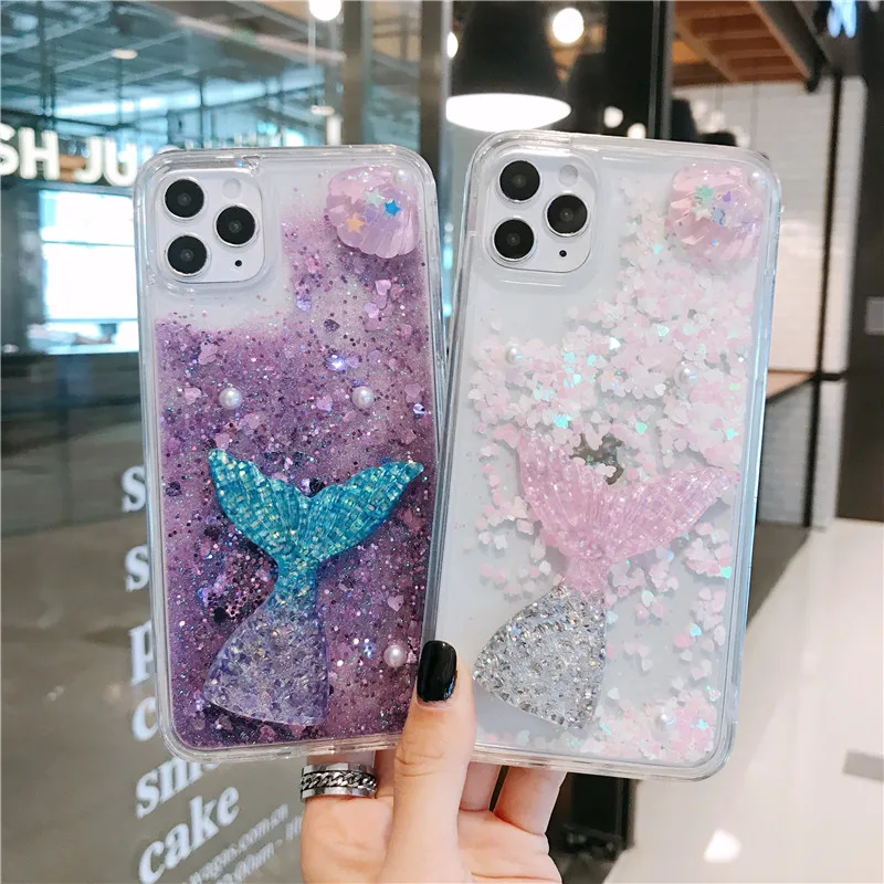 Летний мягкий чехол для телефона 6 7 8 Plus X XS XR MAX 11 Pro 2020 SE с блестками | Мобильные