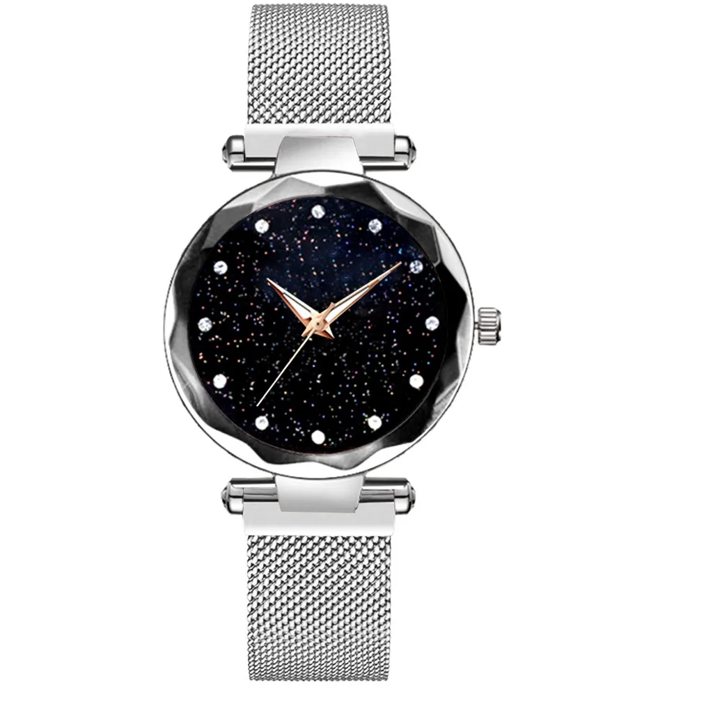 

Luxury Starry Sky Stainless Steel Mesh Bracelet Watches For Women Crystal Analog Quartz Wristwatches Ladies Sports Dress Clock