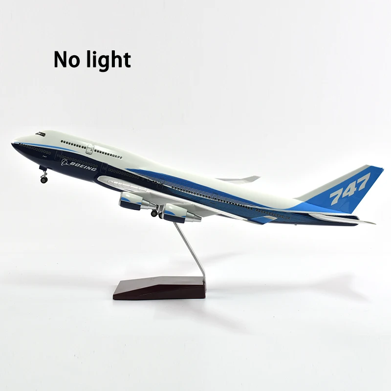 JASON TUTU 46cm Original Boeing 747 Plane Model Airplane Model Aircraft Model 1/160 Scale Diecast Resin Airplanes Planes W Light 8