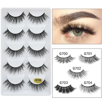 

Mink Hair 3D False Eyelashes Natural Slender Eyelashes 5 Pairs