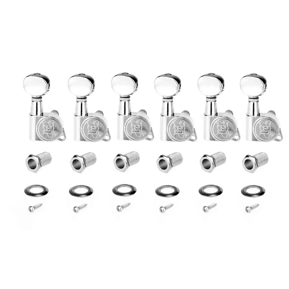 

Wilkinson 6-in-line E-Z-LOK Mini Oval Button Guitar Tuners Machine Heads Tuning Pegs Keys Set for Fender Strat/Tele, Chrome