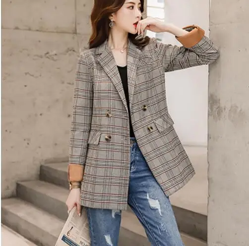 Camel Blazer Bouble однобортный Однотонный женский блейзер с карманами Женское пальто Модные Пиджаки Верхняя одежда Высокое качество куртки 5XL - Цвет: Camel Blazer