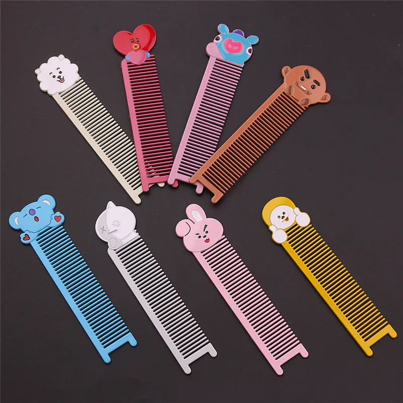 

New Portable Colorful Wide Tooth Women Girls Comb Cute Anime Design Modeling Metal Resistant Hair Combs Men's Beards Combs