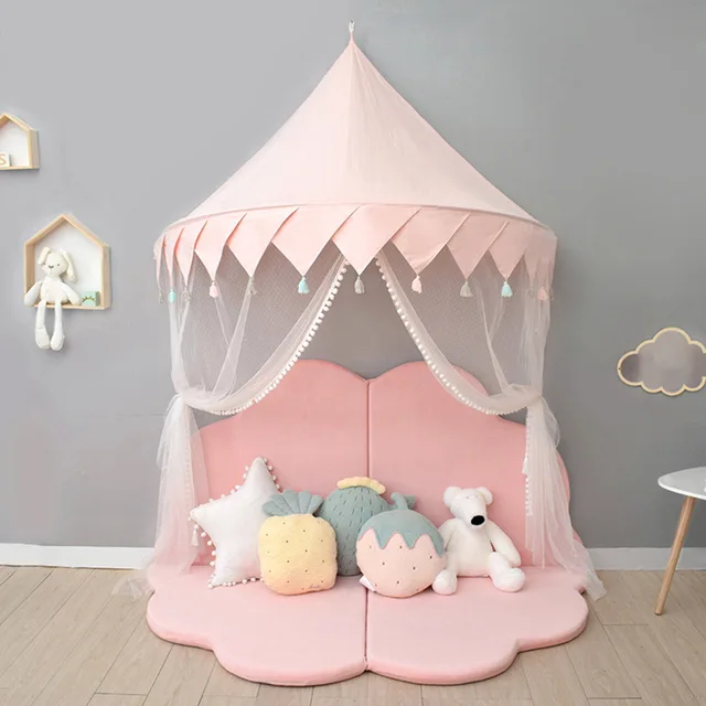 Pink Princess Castle Play House Nordic Kid Play Tent Tipi Enfant Indoor Baby Girls Crib Canopy Net Bed Tent Children Room Decor 3