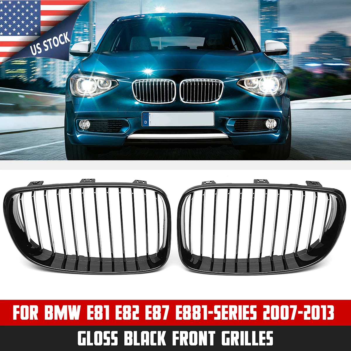 2 шт. передний бампер почечный гриль для BMW E81 E82 E87 E88 118i 125i 1 серия 2007-2013 матовый