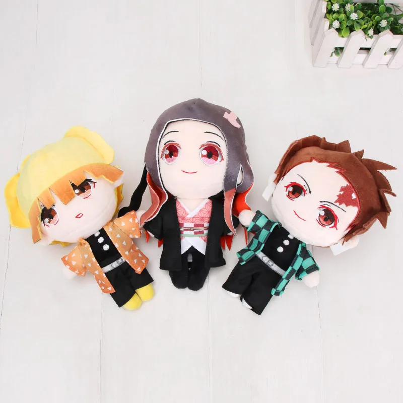 4 стиля, 20 см, японское аниме, убийца демонов, Kimetsu no Yaiba Kamado Nezuko Kamado Tanjirou Agatsuma Zenitsu, плюшевые мягкие куклы - Цвет: 3pcs