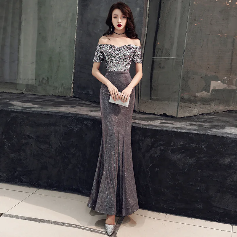 

2020 Rushed Vestido Cocktail Evening Dress For Women 2020 New Banquet End Luxury Noble Host Sequin Sexy Fish Tail
