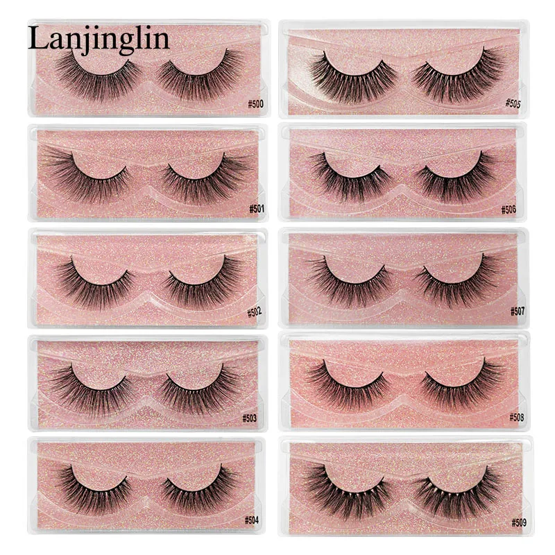 

LANJINGLIN 1 pair faux 3d mink false eyelashes natural long fake eye lashes extension sexy makeup wispy cruelty free bulk