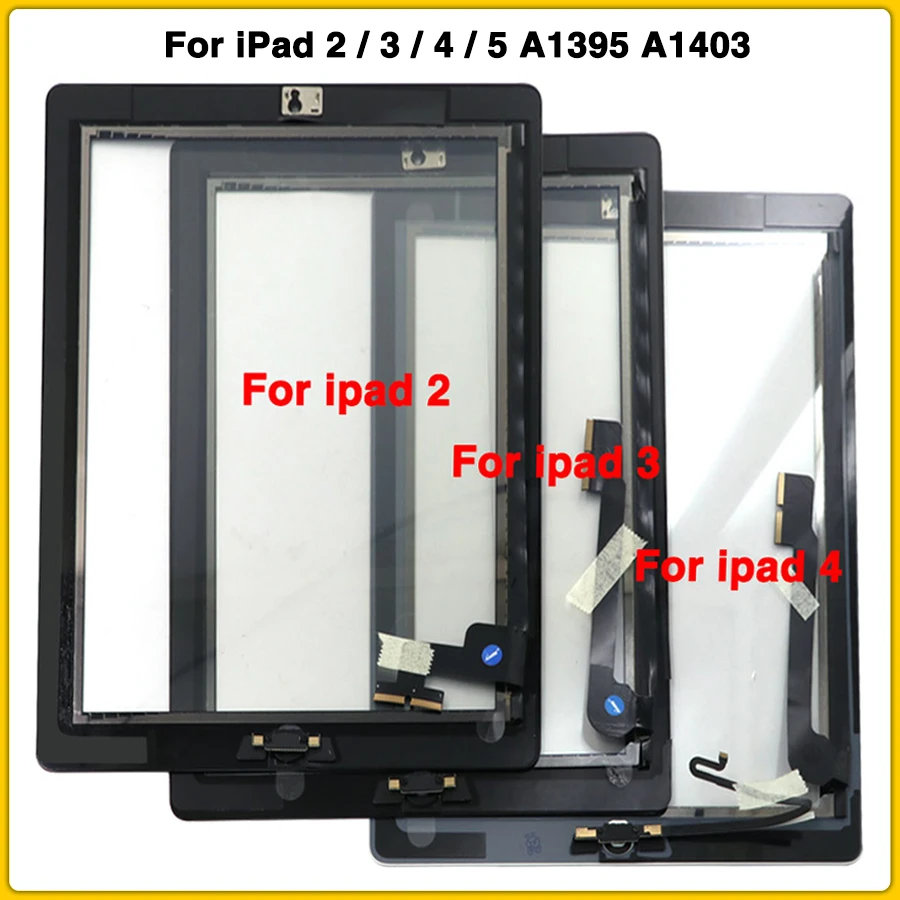 Touchscreen For iPad 2 3 4 5 A1395 A1403 A1458 A1474 Touch Screen Panel Digitizer Sensor Front Glass with Home Button For iPad 5