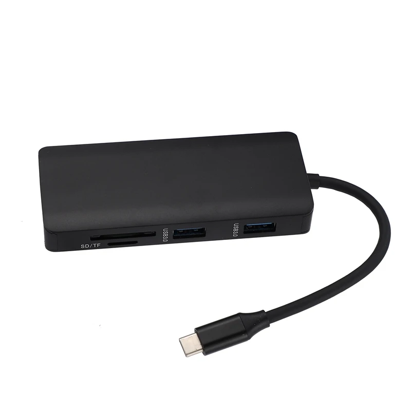 9 в 1 USB-C type C концентратор до 3,5 мм аудио микрофон 4K HDMI VGA RJ45 Lan адаптер USB 3,0 SD TF кард-ридер Тип C PD зарядный адаптер концентратор
