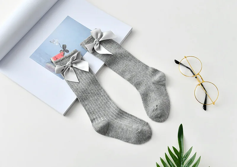 REAKIDS-зимние детские носки для девочек, теплые однотонные Нескользящие модные детские носки милые мягкие вязаные хлопковые высокие носки для малышей