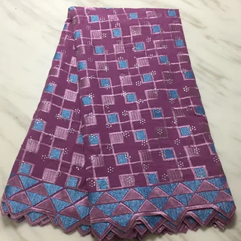 

High Quality purple Swiss Voile Lace In Switzerland Fabric With Stones FFP126