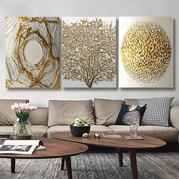 

Laeacco Gold-smelting Art Wall Picture Poster Print Canvas Painting Wall Decor for Living Room Bedroom Decoration Frameless