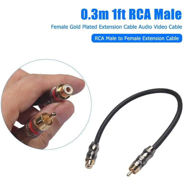 0,3 м 1ft RCA штекер для женщин HIFI класс позолоченный удлинитель стерео аудио видео кабель для DVD ТВ динамик