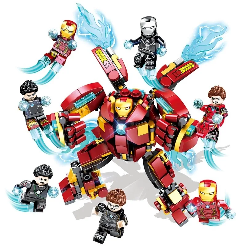 

8 In 1 Iron Man Mk50 Marvel Avengers Super Hero Figures Building Blocks Bricks Set Model Toys For Children