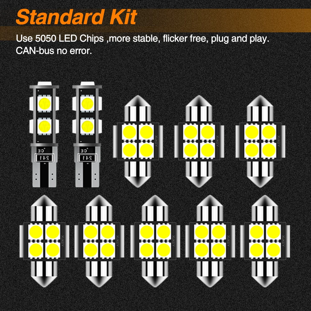 Xukey 10x автомобильный комплект внутреннего освещения светодиодный пакет для Mazda CX-5 CX5 CX 5 KF- карта багажника чтение купольная лампа набор ламп - Испускаемый цвет: Standard kit