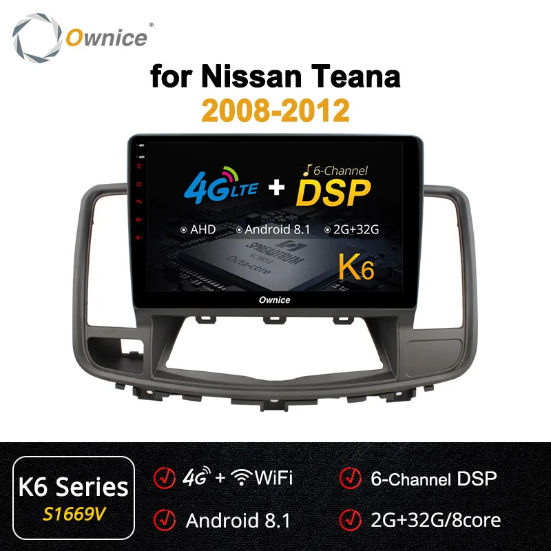 S1669 K6 Ownice 2DIN 10," 8 ядерный 360 Panorama k3 k5 k6 Автомагнитола для Nissan Teana 2008-2012 Android 9,0 автомобильный dvd-плеер DSP 4G LTE SPDIF - Цвет: S1669 K6