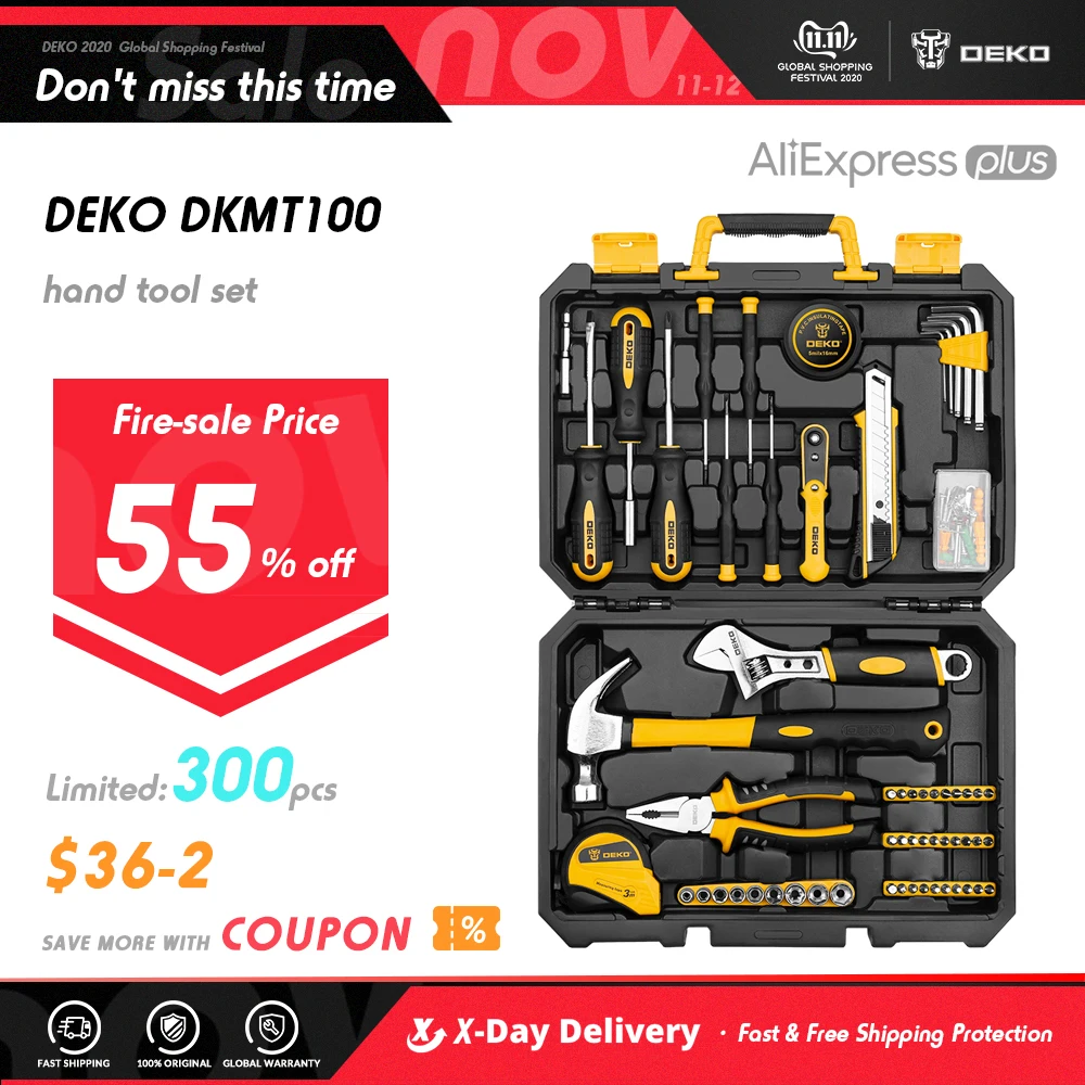 £37.37 Deko Dkmt100 Socket Wrench Tool Set Auto Repair Mixed Tool