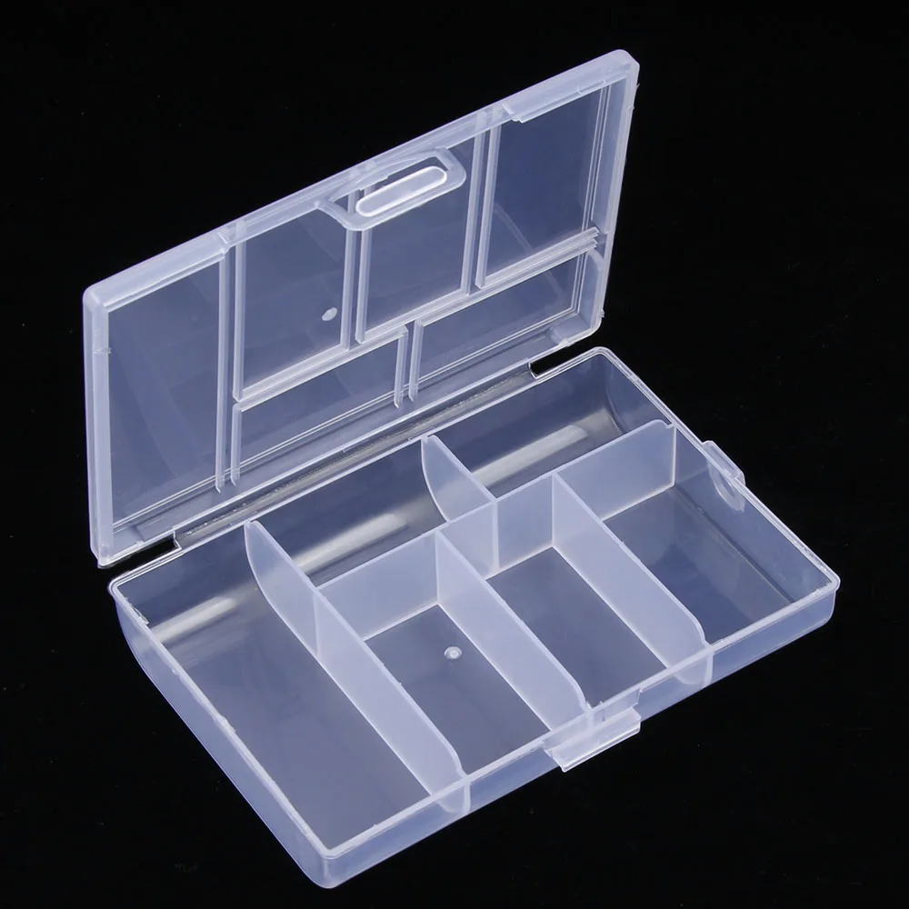 1pc 6 Grids Compartments Plastic Transparent Organizer Jewel Bead Case Cover Container Storage Box For Jewelry Pill Coin Sundry