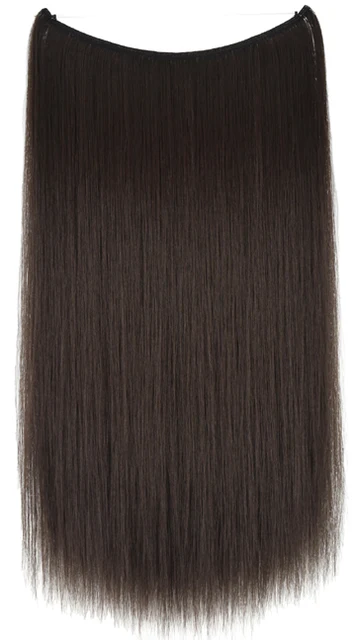 TOPREETY Heat Resistant Synthetic Hair 100gr Silky Straight Elasticity Invisible Wire Halo Hair Extensions 8006 6B