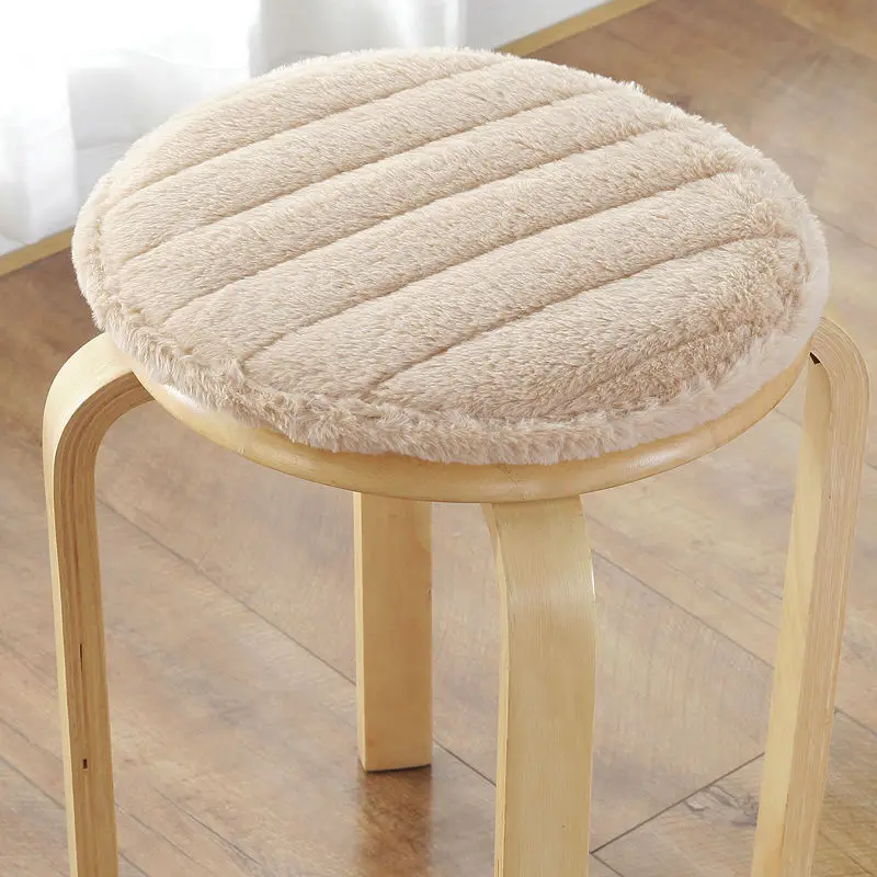 Уплотненный круглый коврик зимний плюшевый стул подушка для сиденья губчатый стул Подушка для стула подушка для офисного студенческого класса коврик для задницы - Цвет: cream color strip