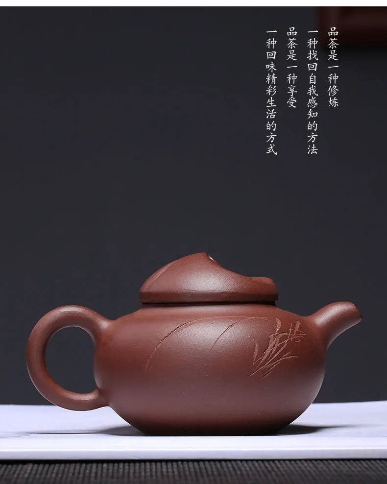 Yixing Zhou Ting Yixing Clay Teapot Tea Set Rain Sand Raw Ore Purple Clay Ruyi Kettle Entirely Handmade Carving Customizable Let