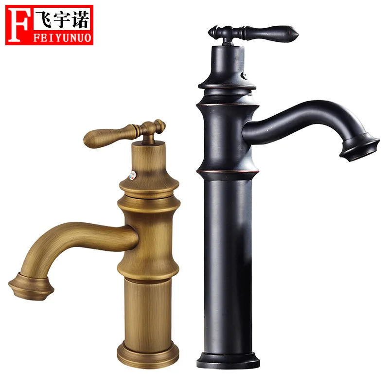 

Black And White with Pattern Faucet Copper Bathroom Basin Faucet Hotel Engineering Wholesale European Style Hot And Cold Mixing