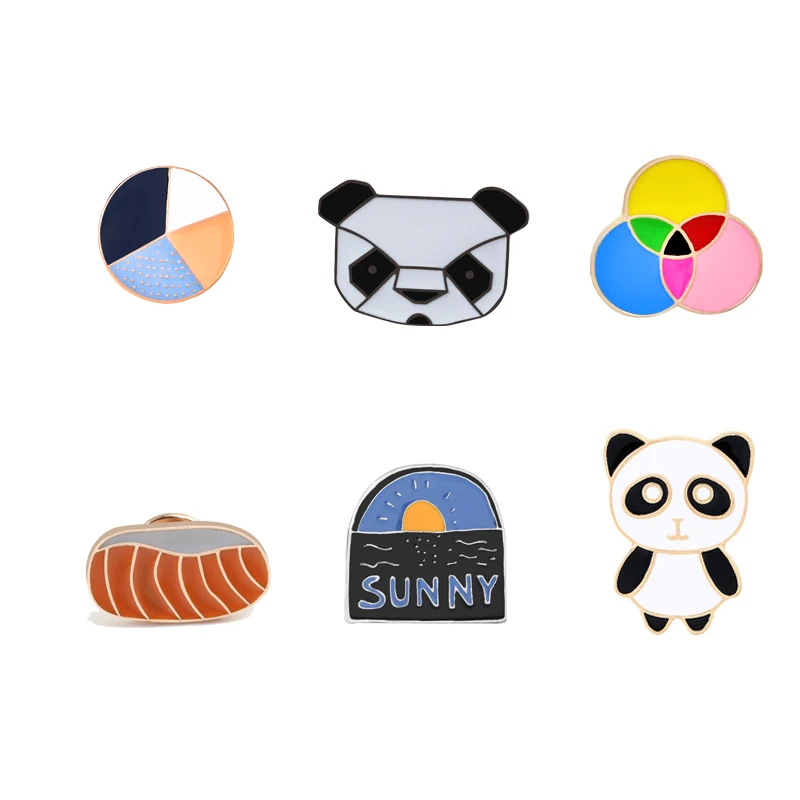 

Cartoon Animal Brooches For Women panda circle Enamel Pins Icon Men Child Clothes Jackets Lapel Pin Button Badge Jewelry Gifts