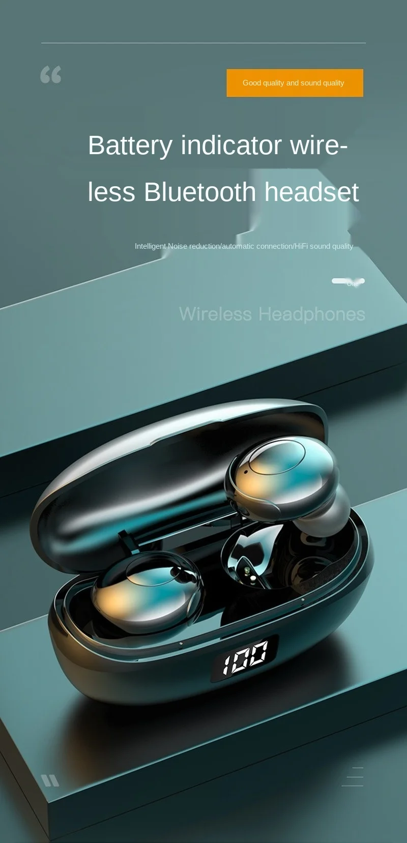 Free shipping Bluetooth 5 0 stereo Bluetooth earphone Portable charging box Digital battery display Intelligent noise reduction
