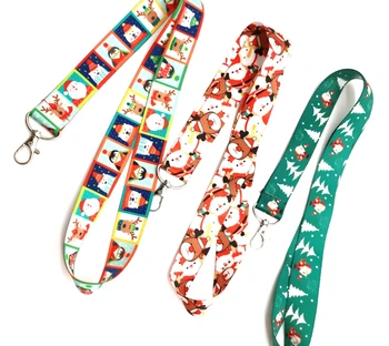 

Hot Sale! cartoon Santa Claus Christmas tree Lanyard Neck Strap Card Bus ID Holders With Key Chain