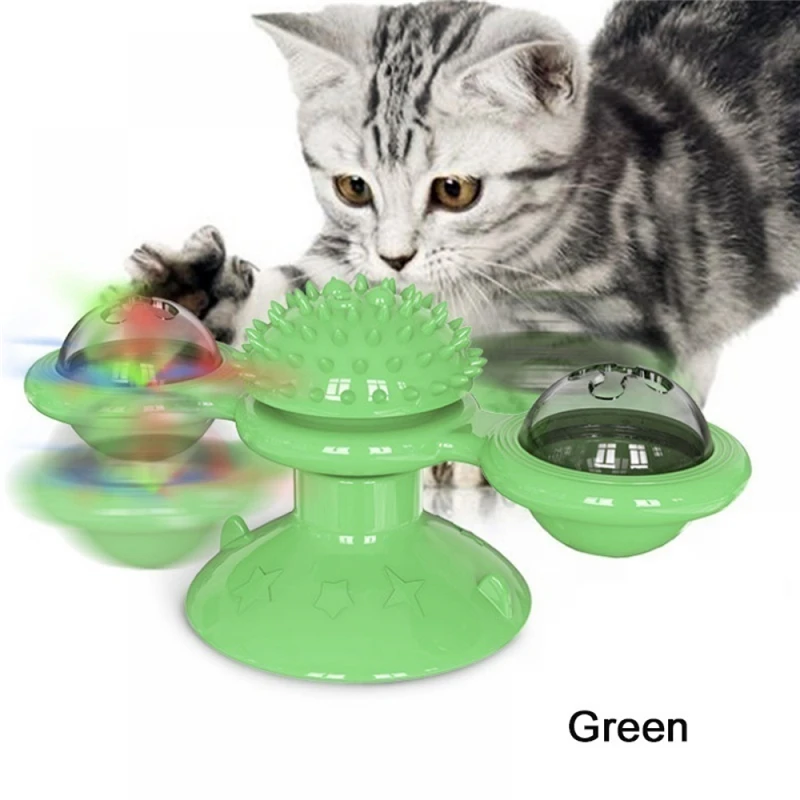 

Windmill Cat Toy Turntable Teasing Interactive Cat Toys Interactive with Catnip Cat Scratching Tickle Pet Ball Toys Cat Supplies