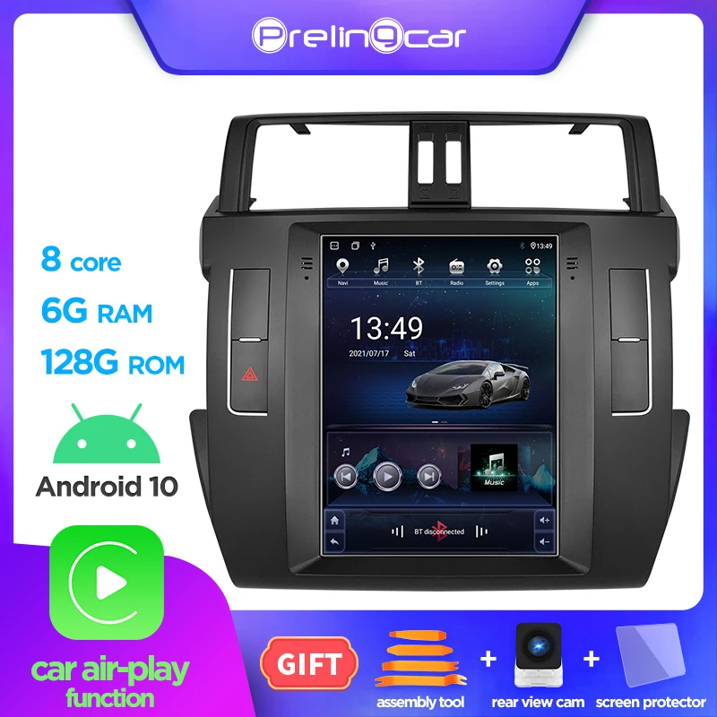 Для Toyota Land Cruiser Prado 2014-2017 для Tesla Style Vertical Android 10 автомагнитола мультимедийный