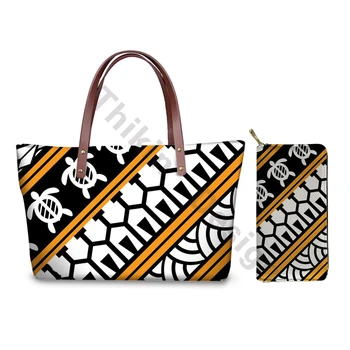 

Ladies Shoulder Bags For Women Polynesian Tattoo Design Handbags&Wallet For Females 2pcs/set BeachBags Travel Bolsa Sac Femme