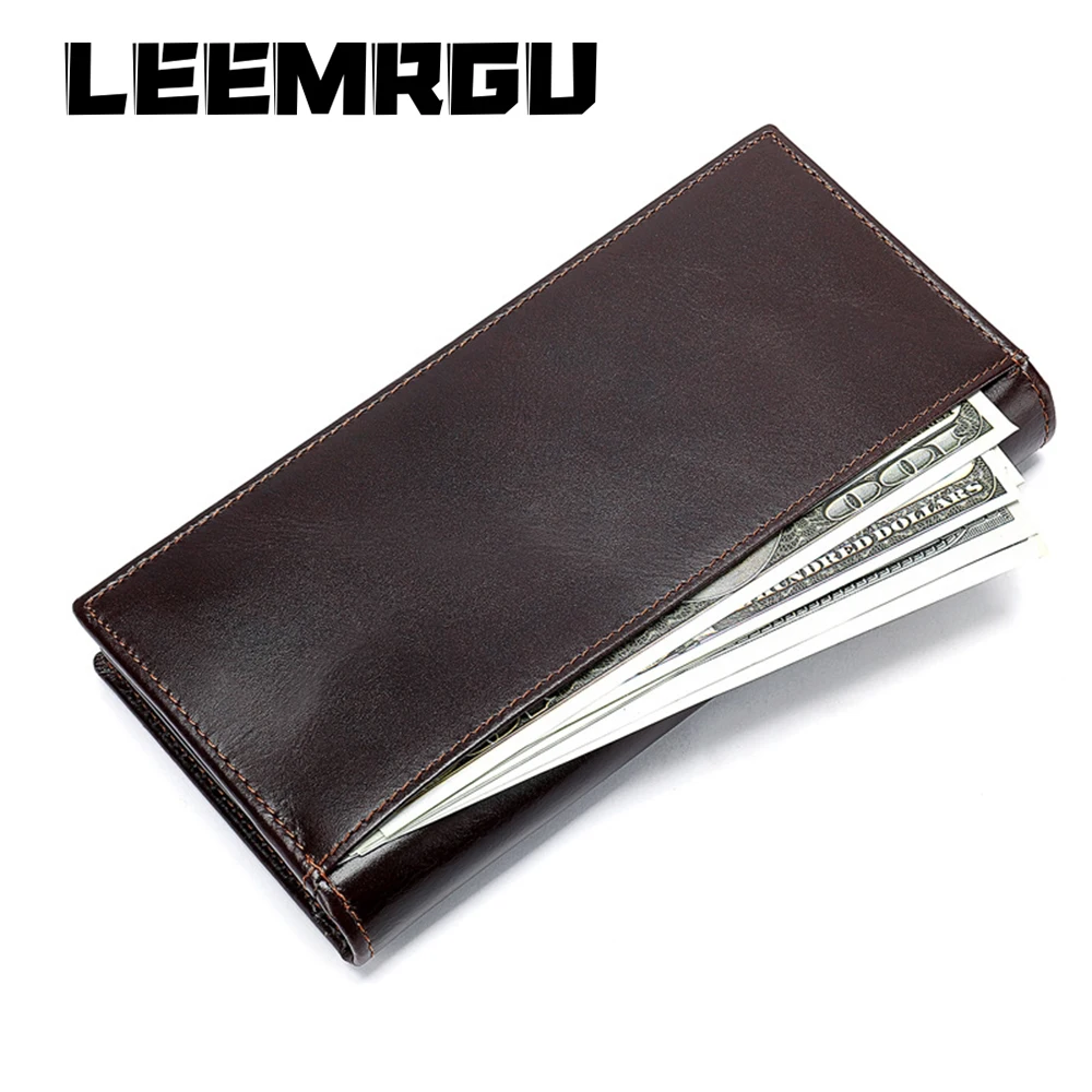 

Fashion leather wallet men business clutch bag oil wax cowhide men long section multi-function large capacity cowhide wallet
