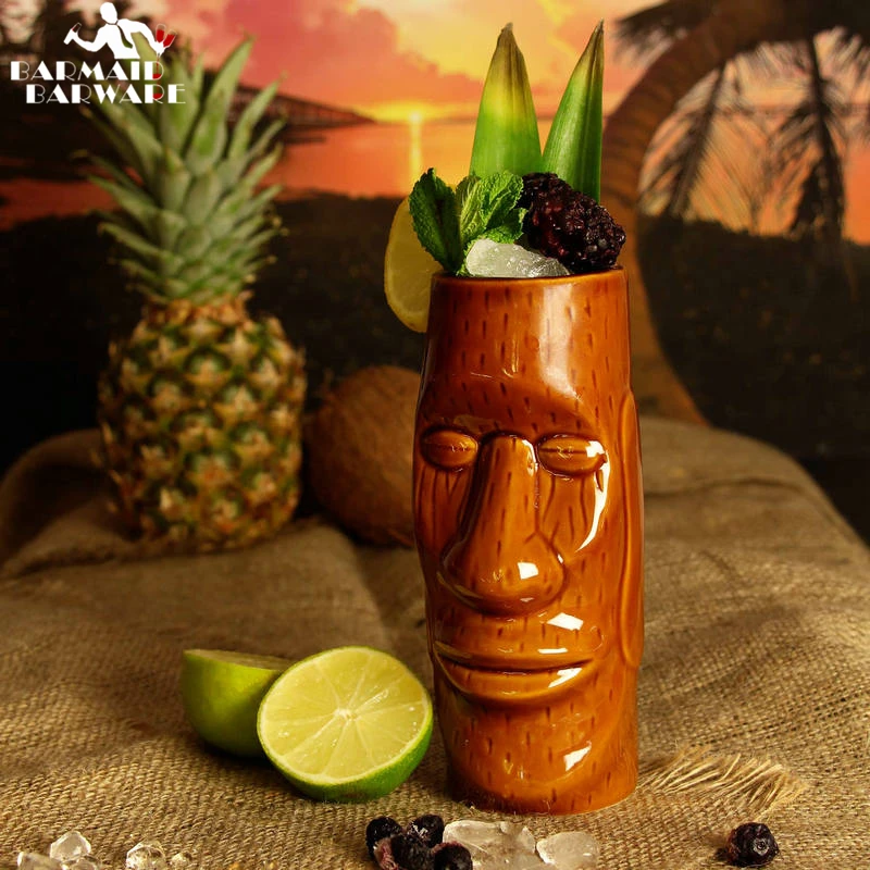 Tiki Mugs 500ml Hawaii Tiki Mugs Cocktail Cup Beer Beverage Mug Wine Mug Ceramic Tiki Mugs