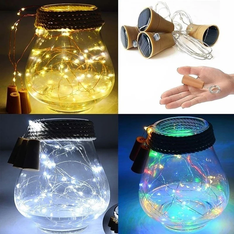 Decorative Lights Wine Bottle Lights LED String Lights LED Fairy Lights String Lights Solar Powered Wine Bottle Cork Festival Outdoor Light Garland Lights Outdoor Fairy Light 1M/2M Shaped LED Copper Wire String