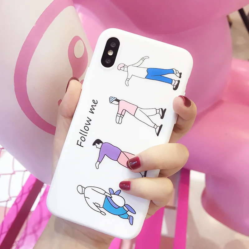 Корейский смешной сплошной цвет follow me чехол для телефона iphone 6 8 7 6s plus простой