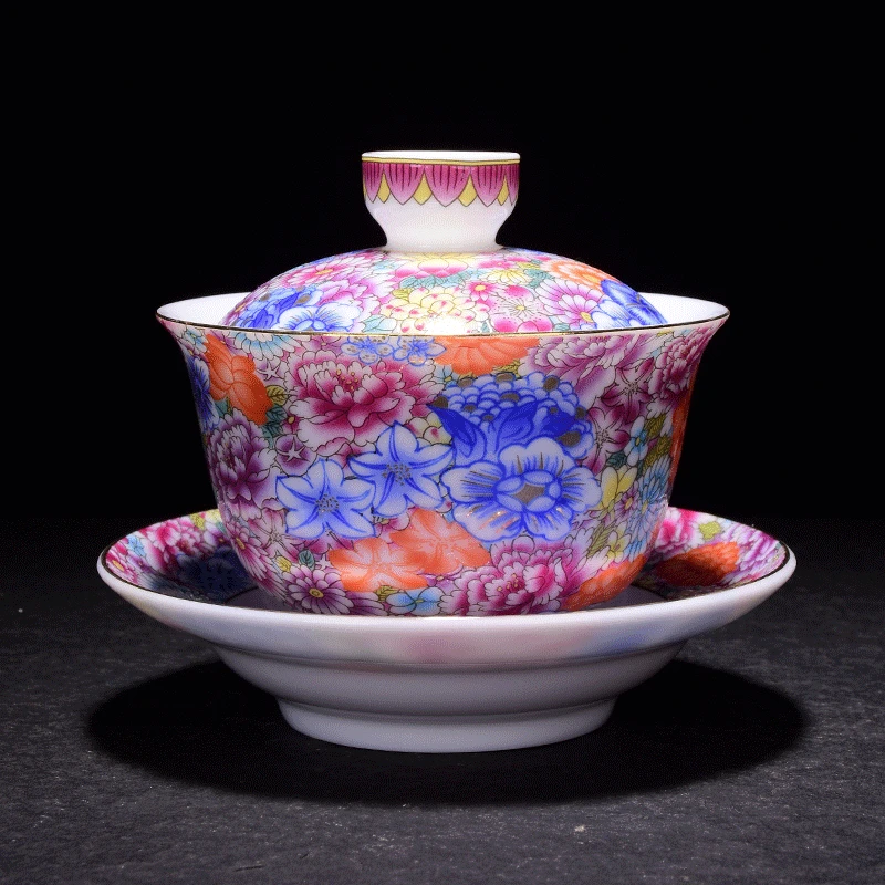 A 150 мл Цзиндэчжэнь Изысканный Эмаль цвет Gaiwan керамическая фарфоровая чаша для чая мастер пиалы для чая чайный набор кунг-фу чайная чашка домашний декор - Цвет: A