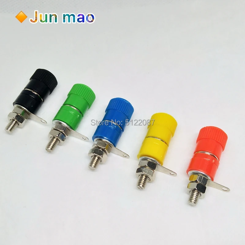 

10PCS Terminal Blocks JS-910B JS-919 4mm Amplifier Terminal Connector Binding Post Banana Plug Jack Mount 5 Color Each 2Pcs Red