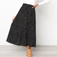 Пышные повседневные офисные мягкие Полиэстеровые плиссированные эластичные винтажные женские миди вечерние юбки в горошек