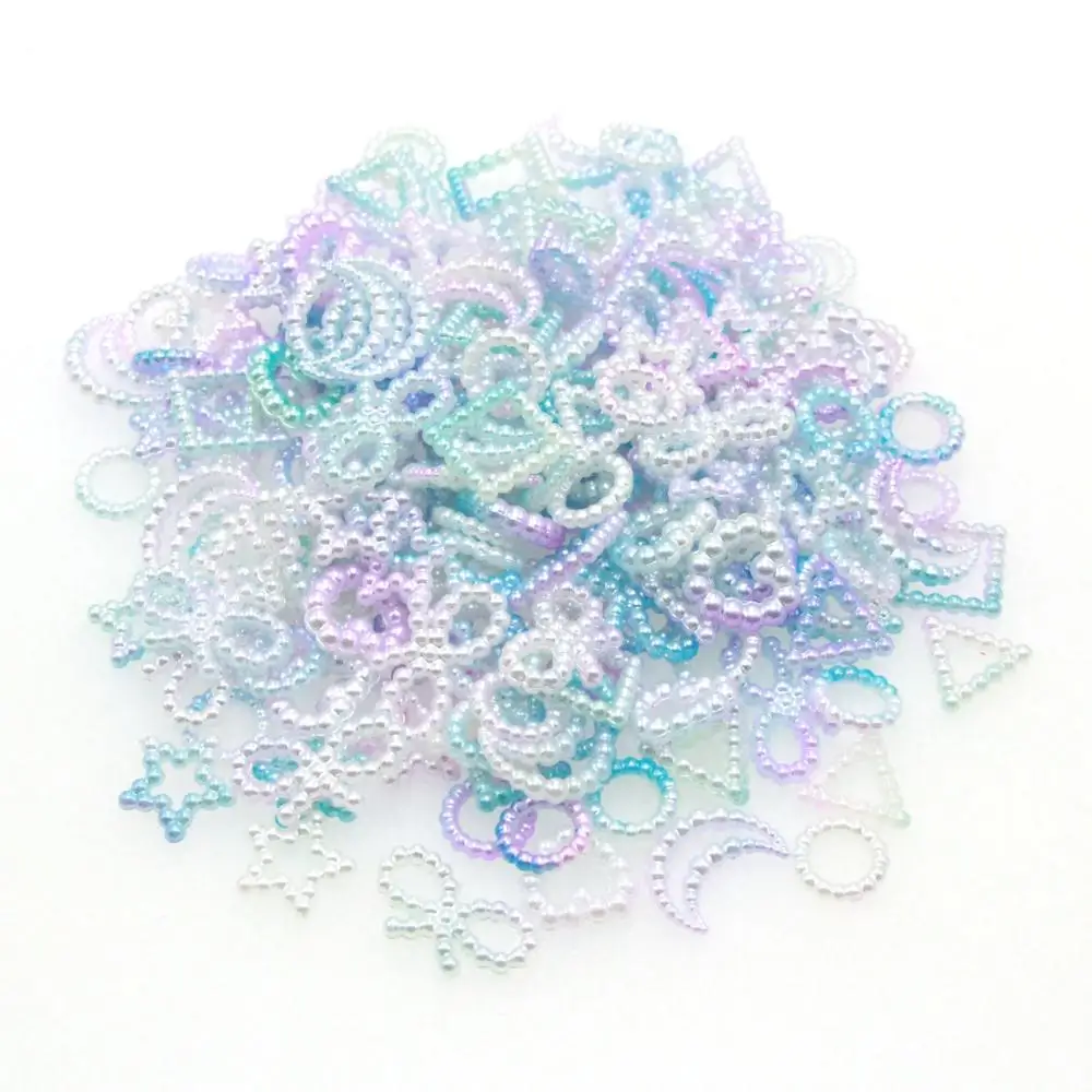 20g Assorted Unicorn Color ABS Pearl Bow Heart Flatback Cabochons DIY Resin Shaker Charms Molds Stuff Moon Star Slime Fillings
