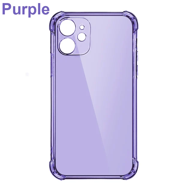 Thick Shockproof Silicone Phone Case on For iPhone 13 12 11 Pro Xs Max Camera Protection Case iPhone X Xr 6s 7 8 Plus Back Cover Purple