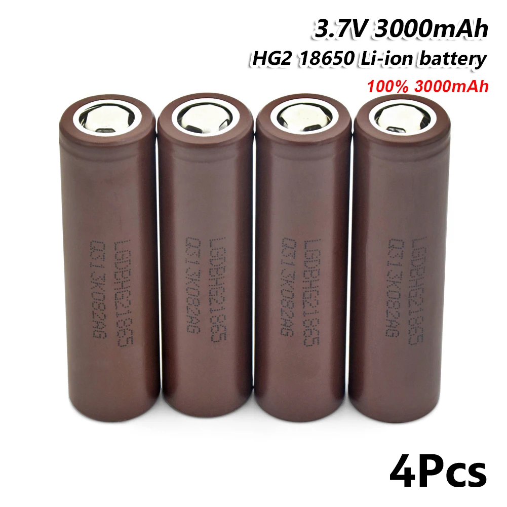 4 Pieces HG2 18650 батарея 18650 3000 мАч Высокая мощность разрядки литий-ионная аккумуляторная батарея высокой разрядки 20А большой ток - Цвет: 4 Pieces