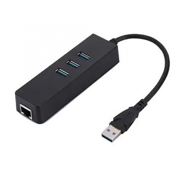 

DM-HE27 RTL8153 USB 3.0 Ethernet Converter Adapter with 3 Port 3.0 HUB to RJ45 Drive-Free USB Ethernet Adapter
